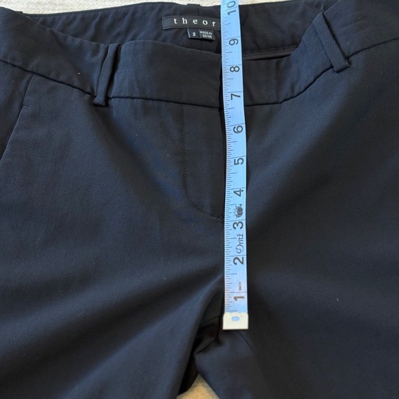 Theory Pants Womens 2‎ Black Cropped Dress Trouser Stretch Office Work Pockets - Picture 10 of 11